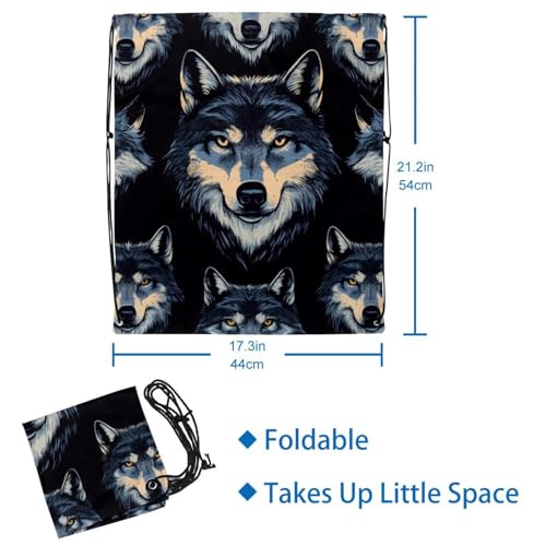 Sac à dos cordon motif loup gris pliable et multicolore taille unique