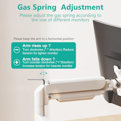 Image of WALI Single Monitor Arm Mount Stand, Adjustable Gas Spring Arm Monitor Mount for Display up to 32 Inch,19.8lbs Capacity (GSMP001W), White