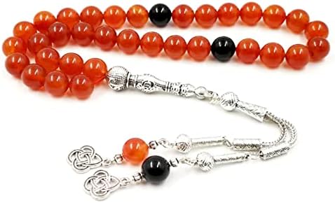 ALBASHAN Natural Red Agate with Onyx 33 Tasbih Islam misbaha Muslim bracelet prayer beads 33 66 99beads stone Rosary