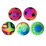 BESPORTBLE Verdickt Regenbogen Bälle Elastische PVC Strand Sport Spielen Ball Kickball Flattern Bälle Kinder Spielzeug für Indoor Outdoor 5 Stücke 22 cm (Zufällige Stil)