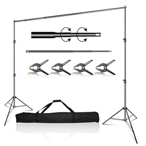 EMART 10 x 10 ft Photo Video Studio Heavy Duty Adjustable Backdrop Support System Kit, Photography Muslin Background Stand with Carry Bag