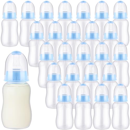SiliFine 30 Pcs Baby Shower Favors Party Bottle Chug Game Mini Bottles Gift Sets for Gender Reveal Birthday Party Supplies Gift (Blue)