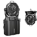 Brightpik Camping Fan Portable Battery Powered, Misting Fan with LED Lights & Stepless Speed Cooling Mist (Black)