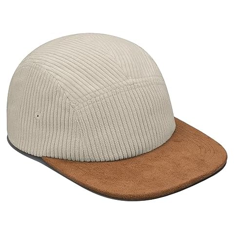Croogo Corduroy Flat Bill Cap Lightweight 5 Panel Camp Hat Snapback Hip Hop Baseball Caps Low Profile Dad Hat,Beige-D5PH05 Cover