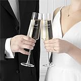 GiftsForYouNow Personalized Wedding Toasting Champagne Estate Glasses Set of 2, Laser Engraved, 9.5 oz, Champagne Flutes for Wedding, Gift for Birde and Groom, Wedding Reception