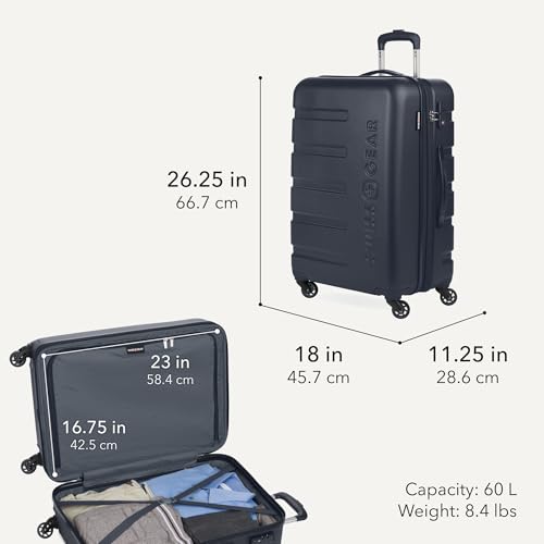 Image of SwissGear 7366, Navy, Checked-Medium 23-Inch, Signature Hardside Expandable Luggage With Spinner Wheels