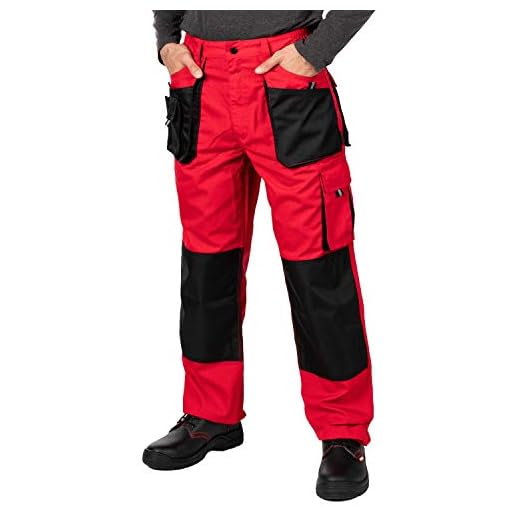 Mazalat Arbetsbyxor Män med Knäfickor, Storlek S-XXXL, Arbetsbyxor herr, Svart Arbetsbyxor, Arbetsbyxor, Cargobyxor, Kvalitet, Röd, 46