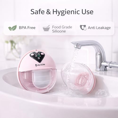 Balson Wearable Breast Pumps – Hands Free Portable Breastfeeding Pumps for Feeding Mothers | 4 Modes | 12 Level Automatic Breast Milk Pumps Electric | Silent & Lightweight Pump and Go Breast Pumps (1 Year Warranty) (1) 7 41XQWKz+ttL