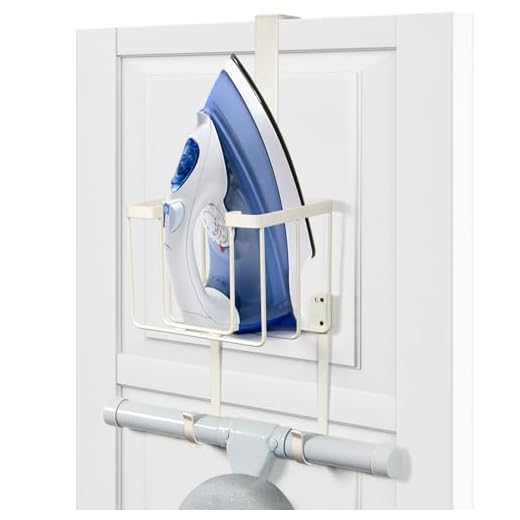ORLESS Over The Door/Wall Mount Ironing Board Hanger, Laundry Room Iron and Ironing Caddy Board Storage Holder White