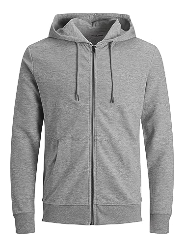 JACK & JONES Herren Basic Reißverschluss Baumwoll Hoodie - Light Grau - M