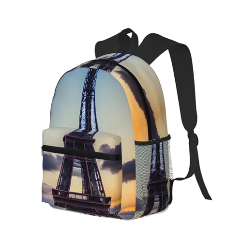 Sac à dos de voyage Tour Eiffel noir double épaule léger et réglable taille unique - 2