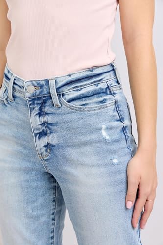 Judy Blue Mid Rise Light Wash Dad Jeans for Women Stretchy Denim | 34" Inseam | Trendy Vintage Straight Leg Jeans -889262