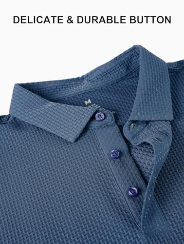 Esabel.C Bubble Men's Polo Shirts Short Sleeve Stretch Casual Jacquard Collared Golf Polo Shirts for Men2