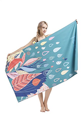 Hiturbo Toalla de Playa de Microfibra Secado rápido, superabsorbente, Ligera, ultradelgada, Viajes, Piscina, baño, Camping, Yoga, Gimnasio, Deportes, 66.9" X 35.4?, L-07