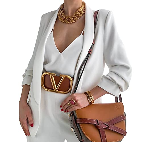 MAHUAOYIXI Giacca da Donna Tinta Unita a Maniche