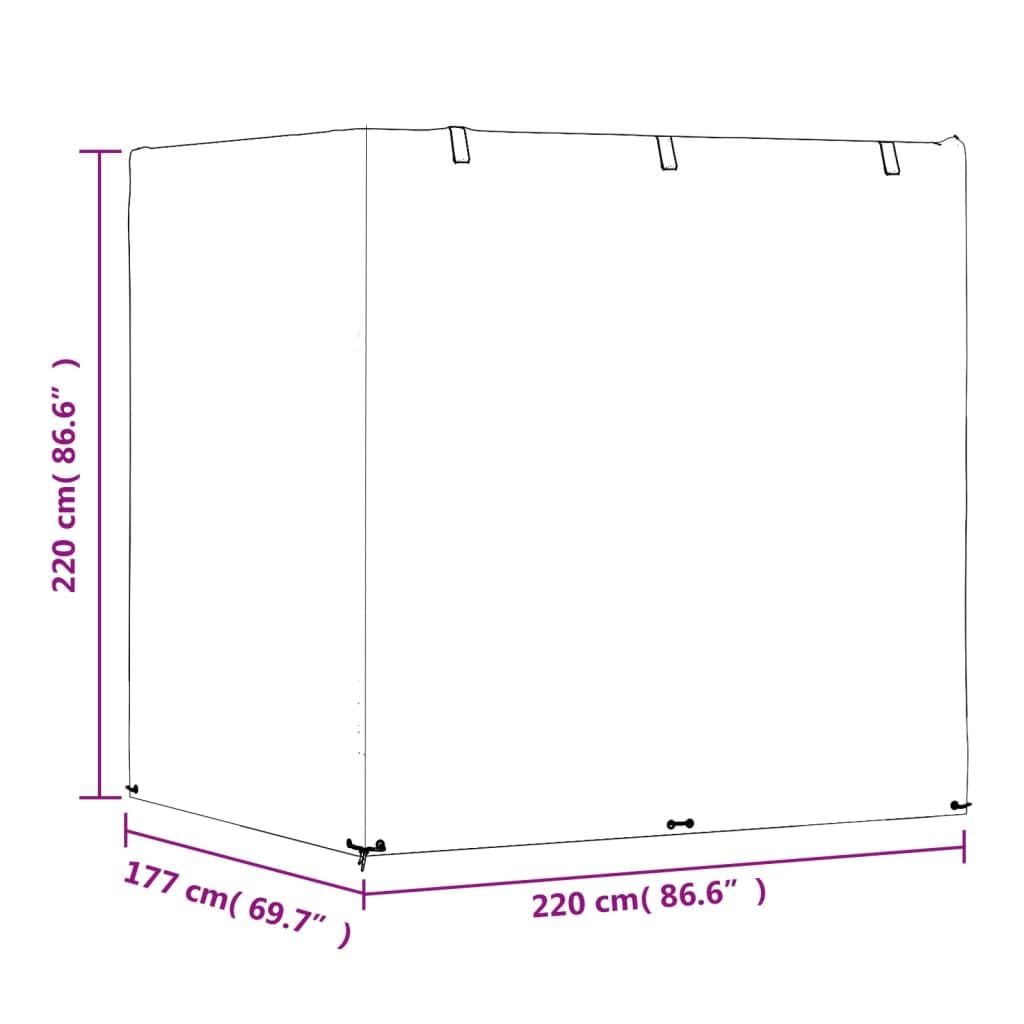 vidaXL Funda de Banco balancín 12 Ojales Polietileno 220x177x220 cm, Funda balancin, Funda Muebles jardín, Funda Muebles Exterior