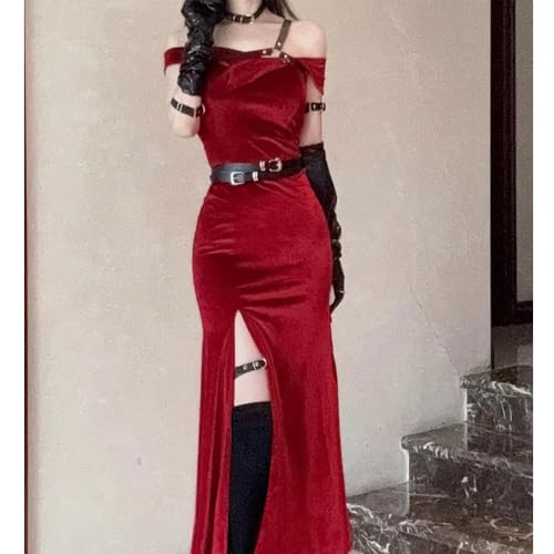 Love and Deepspace girl dress girl's skirt Cosplay Decoration, Cosplay Accessory Rose red velvet skirt Miss Hunter Clothes3