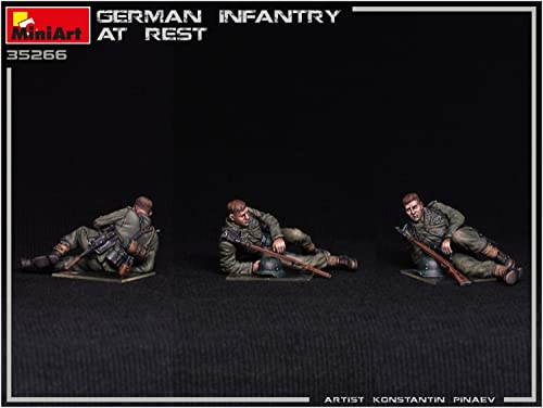 MiniArt 35266 1:35 Figuren Deutsche Infanterie-Soldaten in Ruhe(4) - originalgetreue Nachbildung, Modellbau, Plastik Bausatz, Basteln, Hobby, Kleben, Modellbausatz, Zusammenbauen, unlackiert