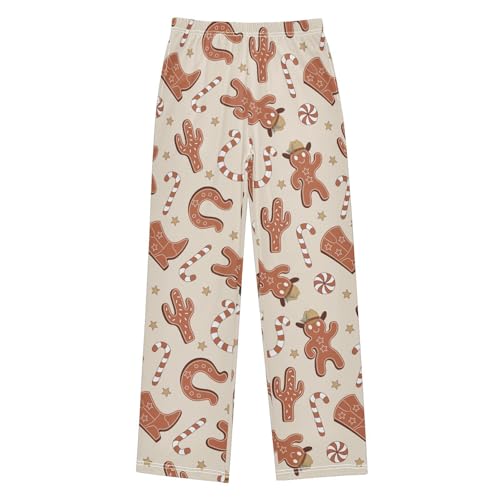 Boys' Pants Christmas Sweet Gingerbread Cowboy Boot Long Bottoms Elastic Waist Trousers with Pockets S-XL