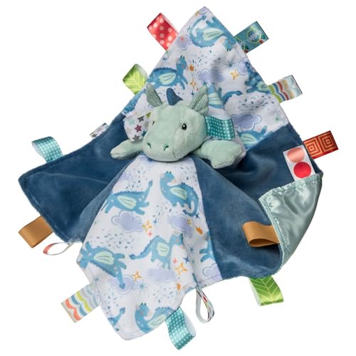 Image of Taggies Stuffed Animal Lovey Security Blanket with Sensory Tags, 13 x 13-Inches, Drax Dragon