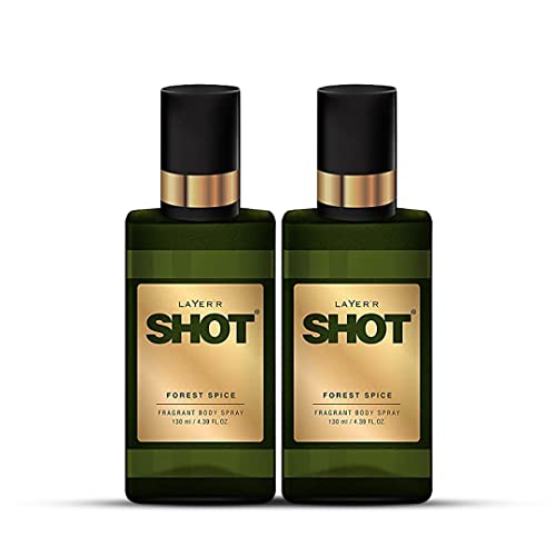 Image of Layer'r Shot Forest Spice Fragrant Body Spray For Men - 2 x 130ml Each | Long Lasting Premium Black Noir Fragrance | Perfect For Body & Clothes | Ideal For Daily Use