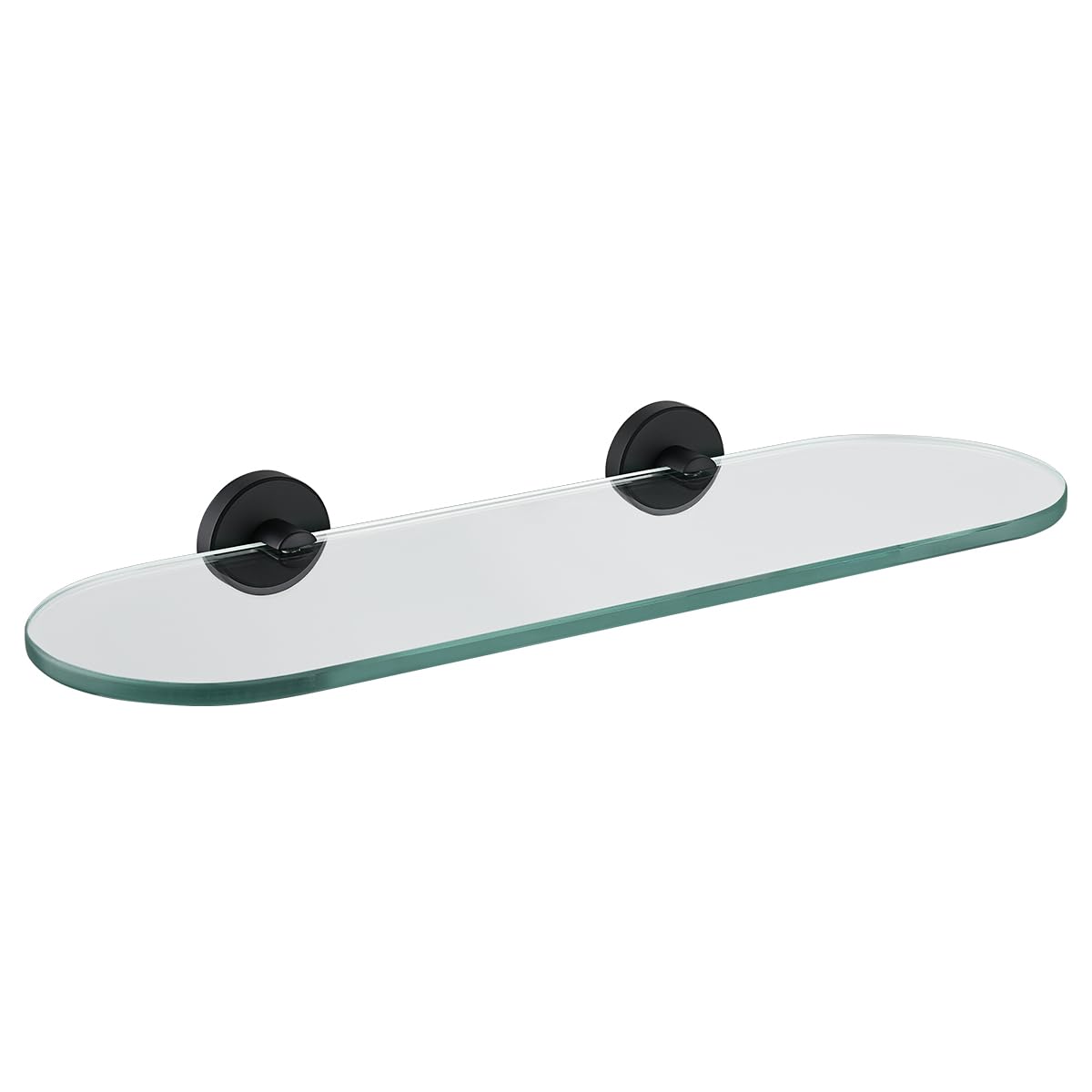 JQK Bathroom Glass Shelf Black, Tempered Glass Shower Storage 16 by 5 inches, 304 Stainless Steel Matte Black Wall Mount, TGS121L16-PB