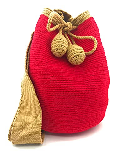 COLOMBIAN STYLE Bolsos colombianos artesanales lisos con ribete, mochilas Wayuu, tanto para mujer como para hombre.