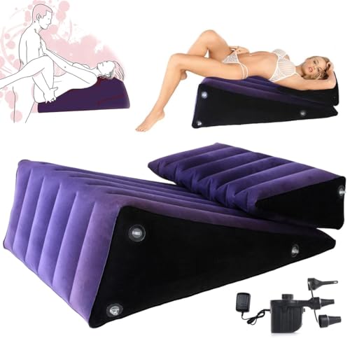 Yocare Sex Wedge Position Pillows Set with Electric Inflator, Inflatable Sex Aids Cushions for Adult Couples, Triangle Sex Furniture Toys for Bed Games