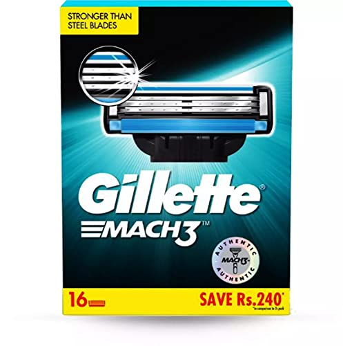 Image of Gillette Men Mach 3 Shaving Blades- Pack Of 16 (Cartridges) & Classic Sensitive Shave Foam - 418 G (33% Extra)