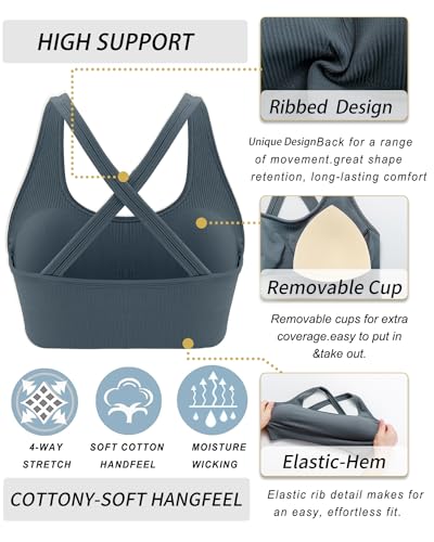 Image of RUNNING GIRL Sports Bras for Women,Seamless Strappy Sports Bra High Support Crisscross Back with Removable Pads