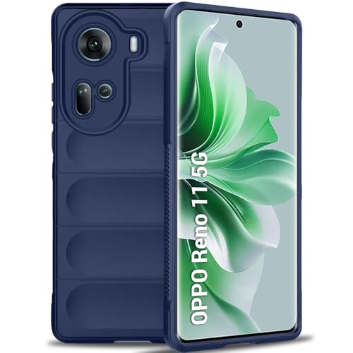 Image of TheGiftKart Liquid Silicon Back Cover Case for Oppo Reno 11 5G | Shockproof Military Grade Protection | Micro-Fibre Cloth On Inner Side | Built-in Anti-Slip Grip for Back Case Oppo Reno 11 (TPU, Blue)