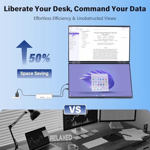 undefined InnoView 23.8" Dual Portable Monitor 100% sRGB 3840x2160P 4K 315°Adjustable Dual Stacked Foldable Monitor Built-in Speakers Screen Extender with HDMI/USB-C/DP for Laptop Windows Mac の商品画像 6
