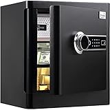 TENAMIC Fingerprint Safe Box 2.16 Cubic Feet with Separate Lock Box and Bottom Compartment, Touch Screen Keypad Security Box with Induction Light and Leather Key Card Pouch