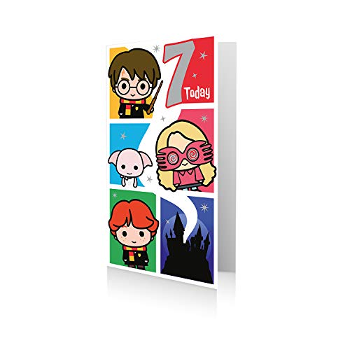 Harry Potter Official Age 7 Birthday Card, 7 Today, Multi Colour