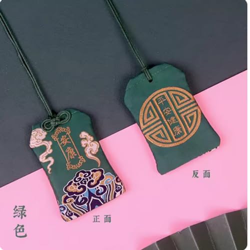 Bolsa pequeña para talismán y amuleto brocada verde miniatura 2