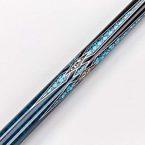 Collapsar Cxt030 Pool Cue With Soft Case,Black With Cream Points And Turquoise,Wrapless Blue Curly Maple Handle, 58Inch Professional Pool Stick (Blue Handle, 20 Ounce) #TOP4