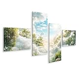 islandburner Bild auf Leinwand Himmlischer Garten mit Schmetterlingen und Blumen für Wohnzimmer Naturliebhaber Blumengeschäft Bilder Wandbilder Poster