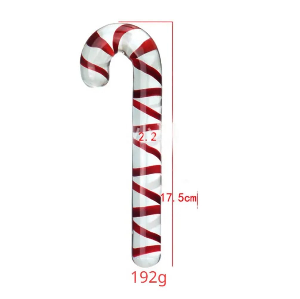 Glass Sex Toy Wand Double-Ended Butt Plug Anal Beads G-spot Stimulation to Dildo Christmas Gift Candy Cane Unisex Anal Butt Plug for Men Women (17.5cm, Candy A): 17.5cm Candy a