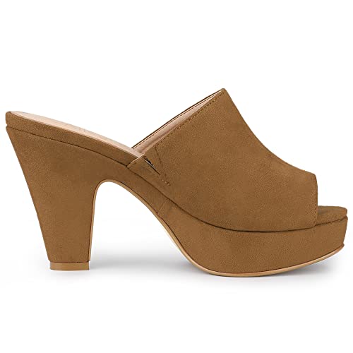 Image of Allegra K Women's Open Toe Platform Chunky Heel Slides Sandals