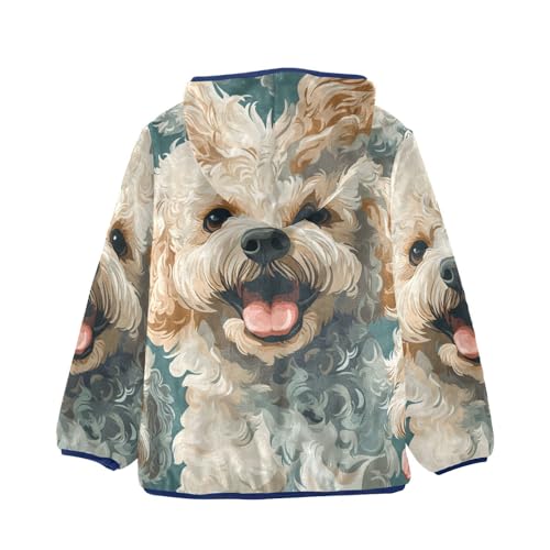 Cute Poodle Girls Fleece Jacket Girls Fall Jacket Girls Zip Up Hoodie Girls Sherpa Jacket 2-10T2
