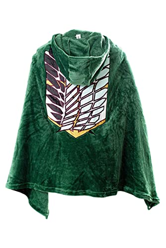 Daiendi AOT Costume de cosplay Survey Corps Cape The Wings of Freedom Couverture en flanelle pour adulte Anime Cap vert XL