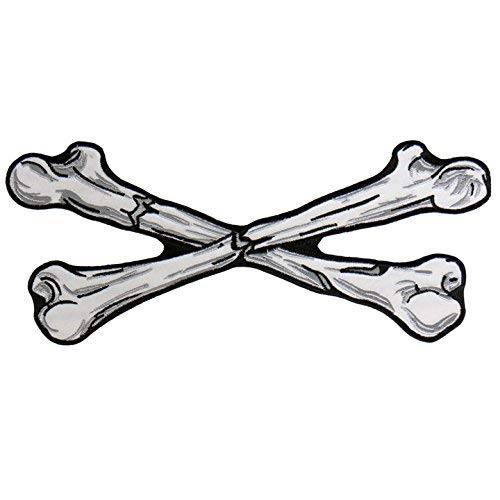 Broken Cross Bones, Iron-On/Sew-On, Heat Sealed Backing Rayon XL Patch - 9" x 4"…
