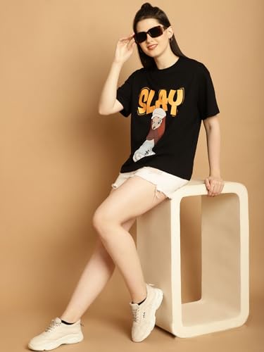 Image of Fabflee Women's Cartoon Oversized Fit Tshirt