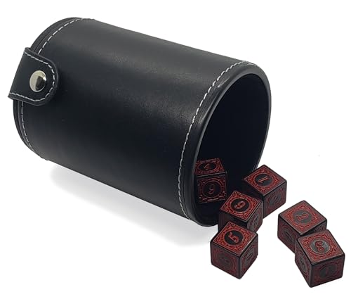 Juego de dados con cubilete de fieltro negro silencioso para reuniones familiares y rol