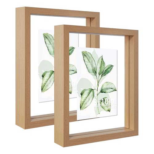 CORE ART 8x10 Floating Picture Frame 2 Pack, Nature Wood