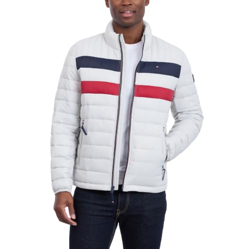 Image of Tommy Hilfiger Mens Embroidered Logo Puffer Jacket