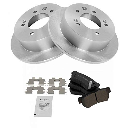 Image of TRQ Rear Brake Pad and Rotor Set Semi Metallic Vented Rotors