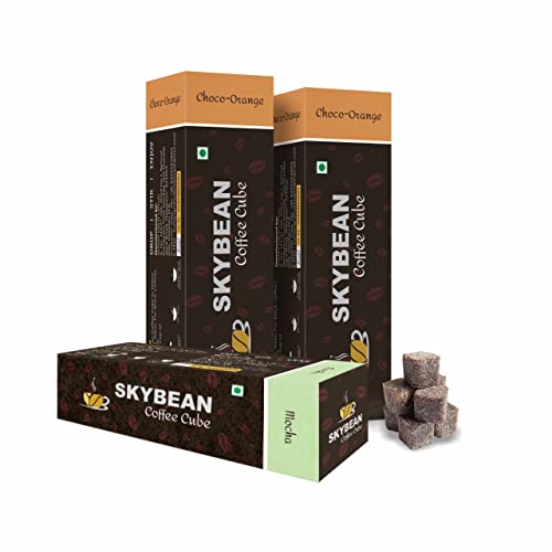 SKYBEAN Combo Pack Choco-Orange (Pack of 02) + Mocha (Pack of 1) Coffee Cube - 100g each Pack 100% Pure Coffee, Suitable for Hot & Cold Coffee Drink