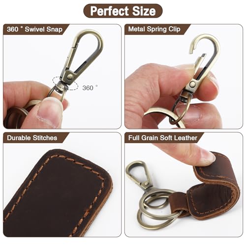 Image of Jack&Chris Genuine Leather Car Keychain, Universal Key Fob Keychain, Leather Key Chain Holder for Men and Women, JC306