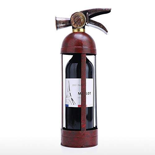 Giltern Wine Bottle Holder Personality Fire Extinguisher Shape Metal Creative Wine Rack Tabletop